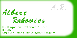 albert rakovics business card